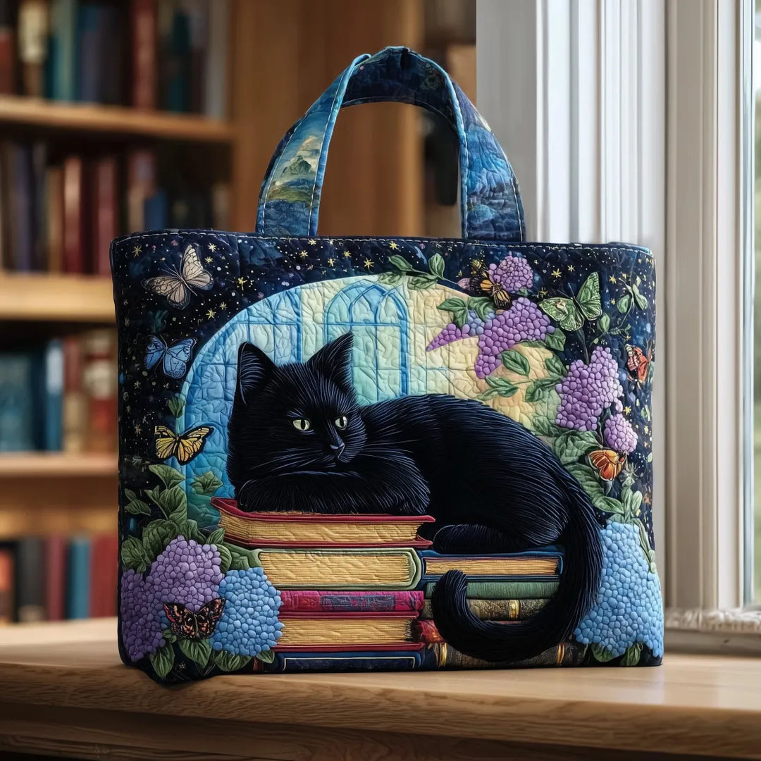 Sac Matelassé Chat Noir sur les Livres