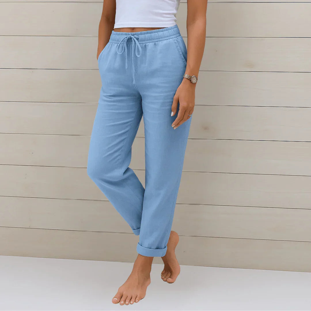 PANTALON EN LIN MÉLANGÉ POUR FEMME