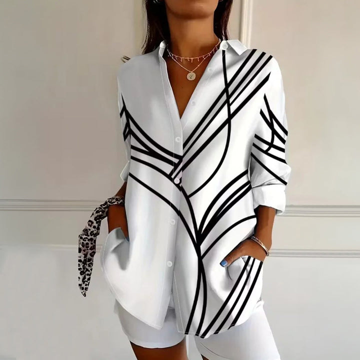 BLOUSE IMPRIMÉE À BOUTONS POUR FEMMES