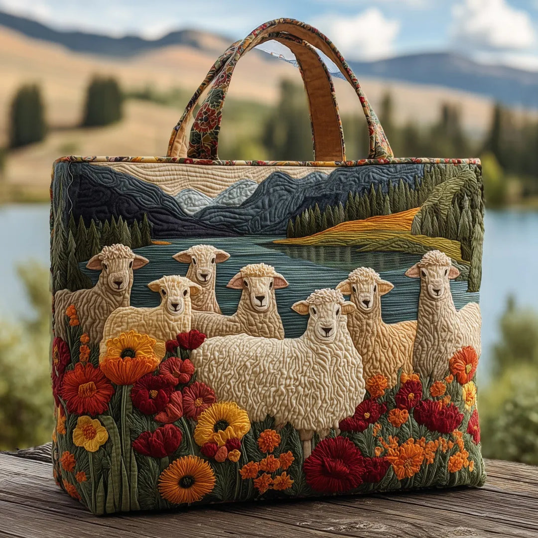 Sac Matelassé Moutons au Bord du Lac