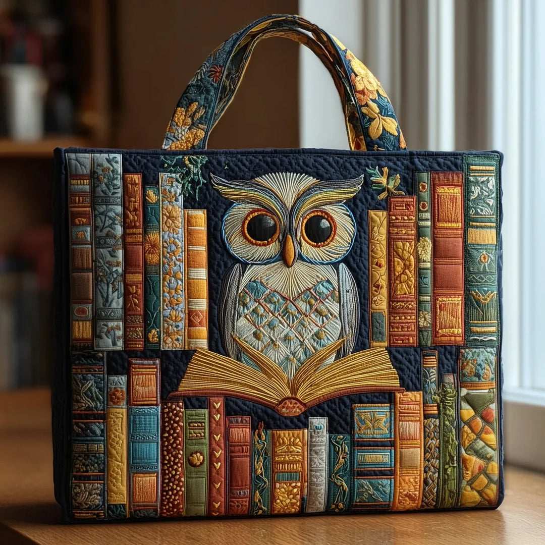 Sac Matelassé Chouette et Vieux Livres