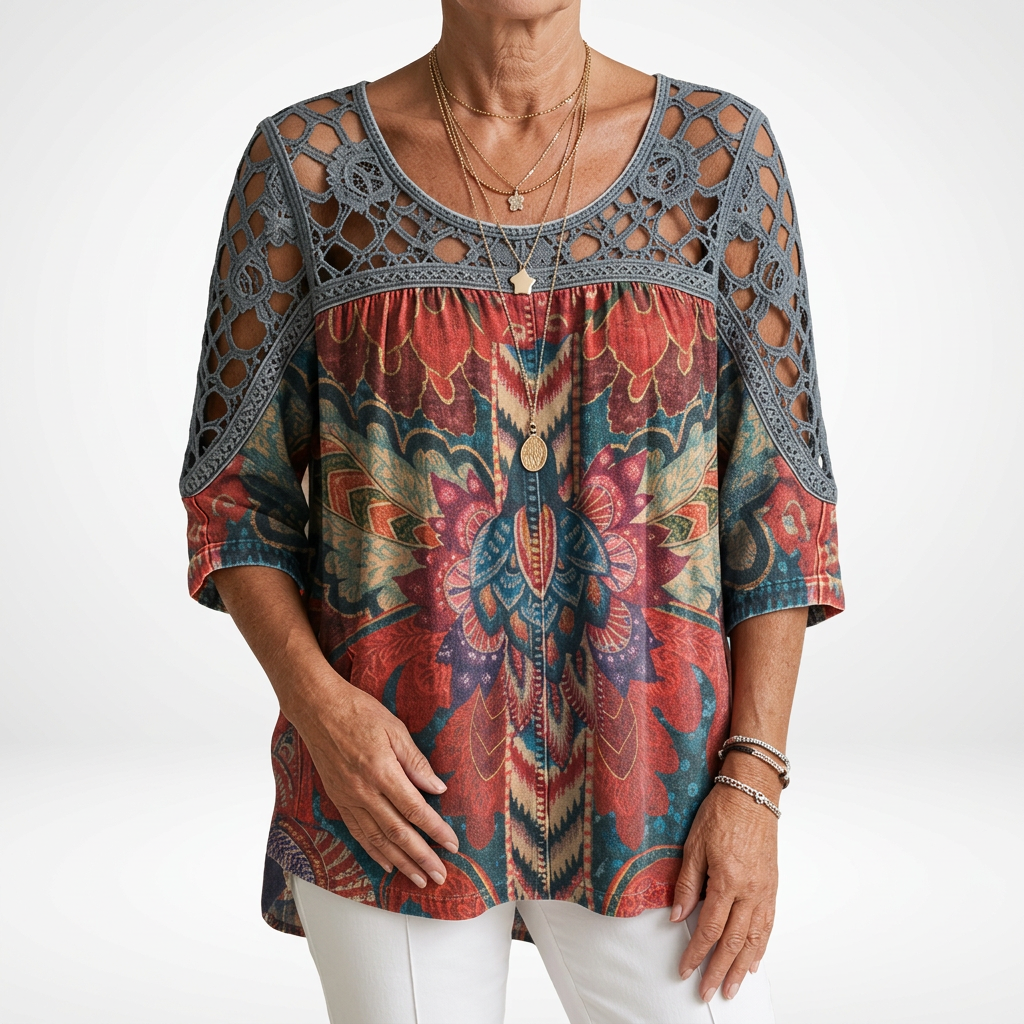 BLOUSE À IMPRIMÉ ETHNIQUE POUR FEMMES