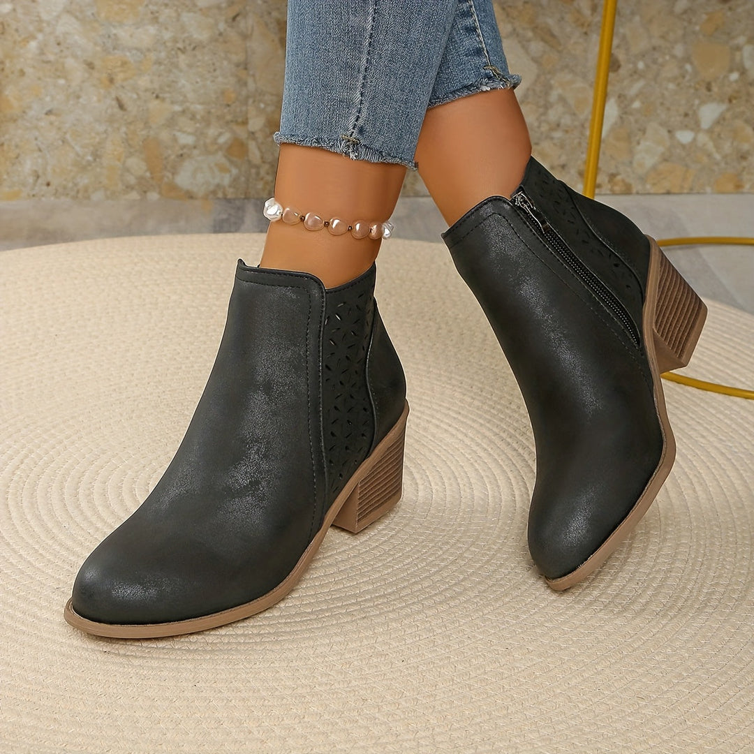 Bottines ajourées à zip - semelle