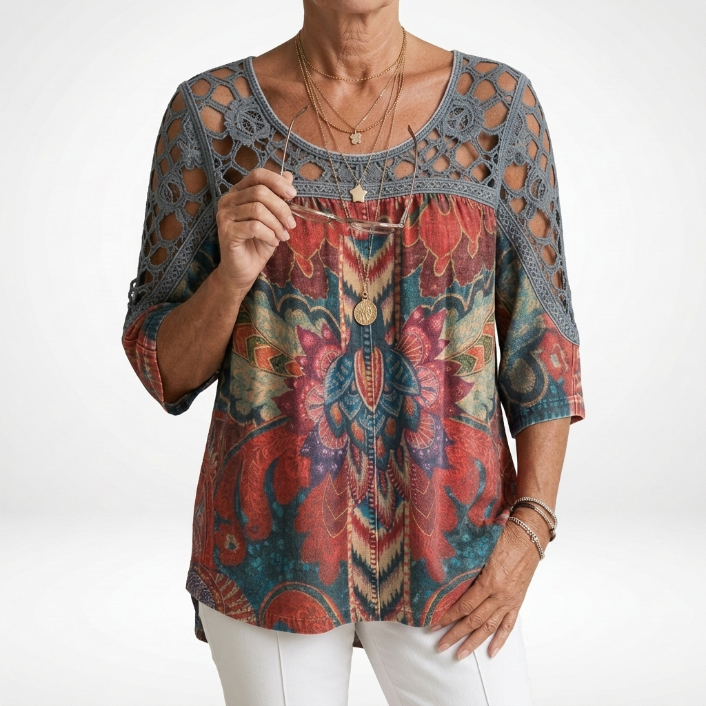 BLOUSE À IMPRIMÉ ETHNIQUE POUR FEMMES