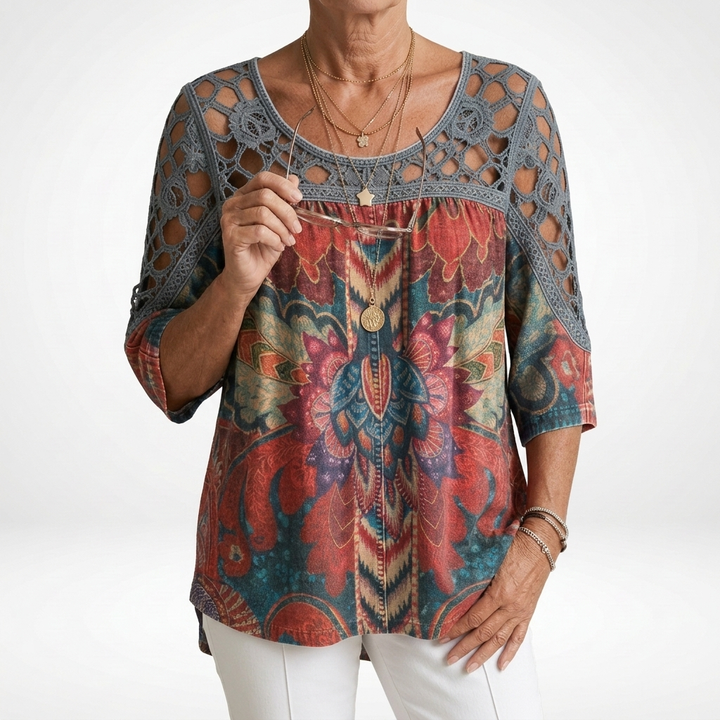BLOUSE À IMPRIMÉ ETHNIQUE POUR FEMMES