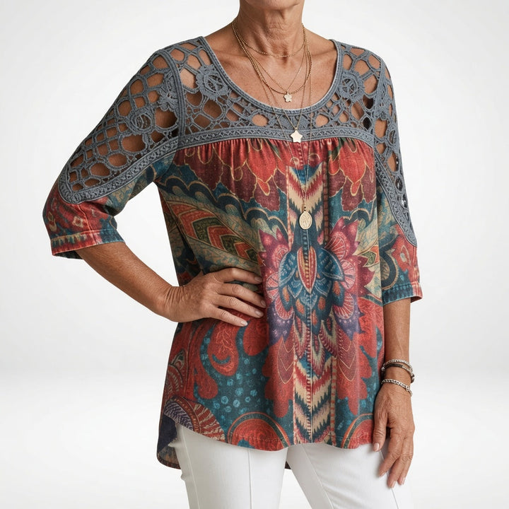 BLOUSE À IMPRIMÉ ETHNIQUE POUR FEMMES