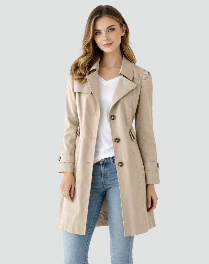 TRANCHÉE MANTEAU CLASSIQUE À REVERS POUR FEMMES
