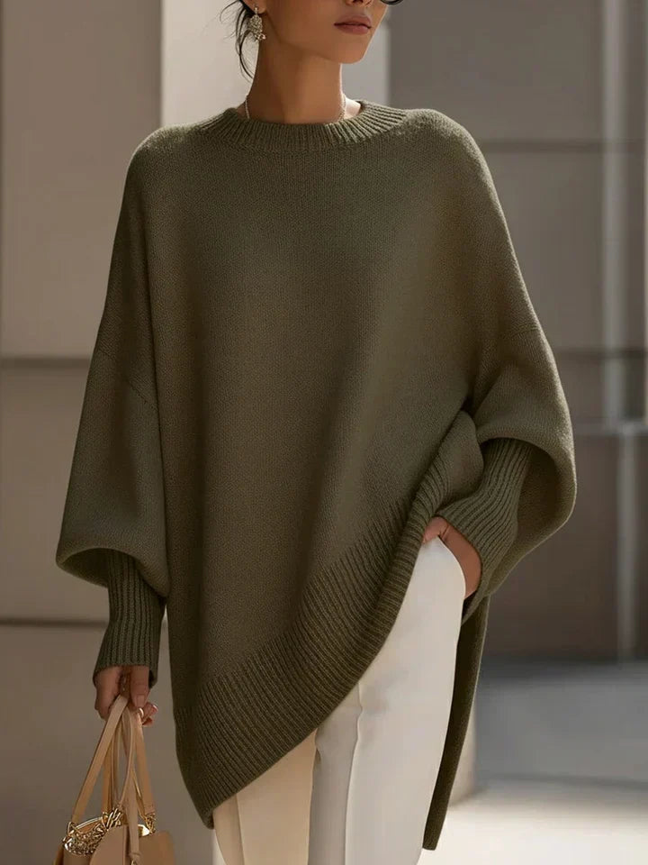 Isaure | Pull Maille Douce Coupe Ample – Olive