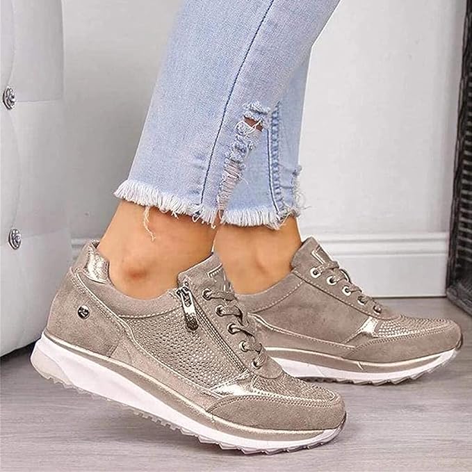 Berthille | Baskets Orthopédiques à Zip Latéral – Beige