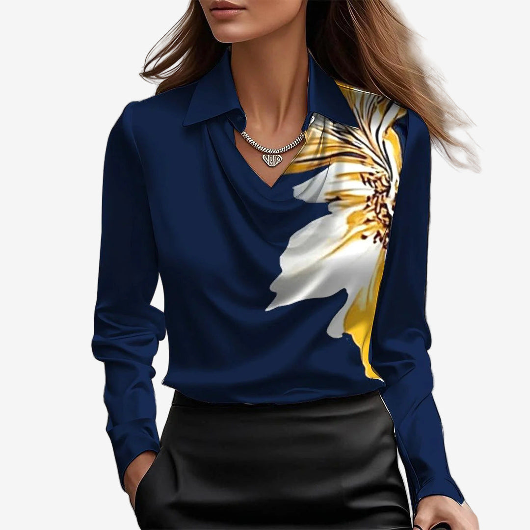 BLOUSE DRAPÉE COL COWL POUR FEMMES
