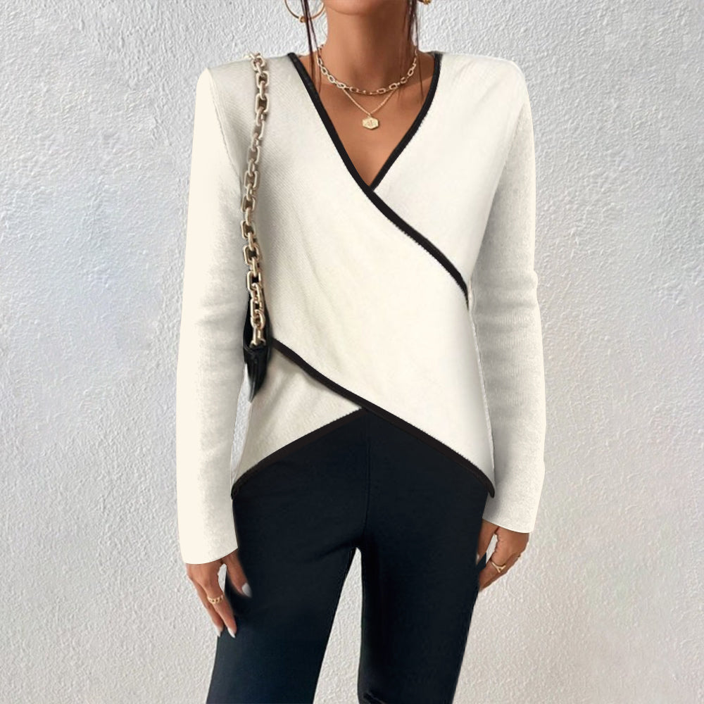 PULL AJUSTÉ À COL EN V POUR FEMMES
