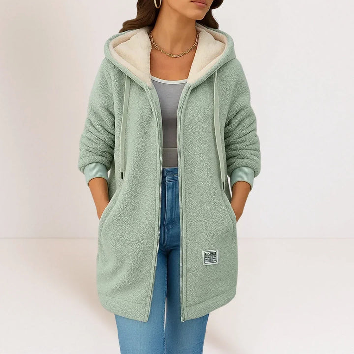 VESTE FLEECE LONGUE À CAPUCHE POUR FEMMES