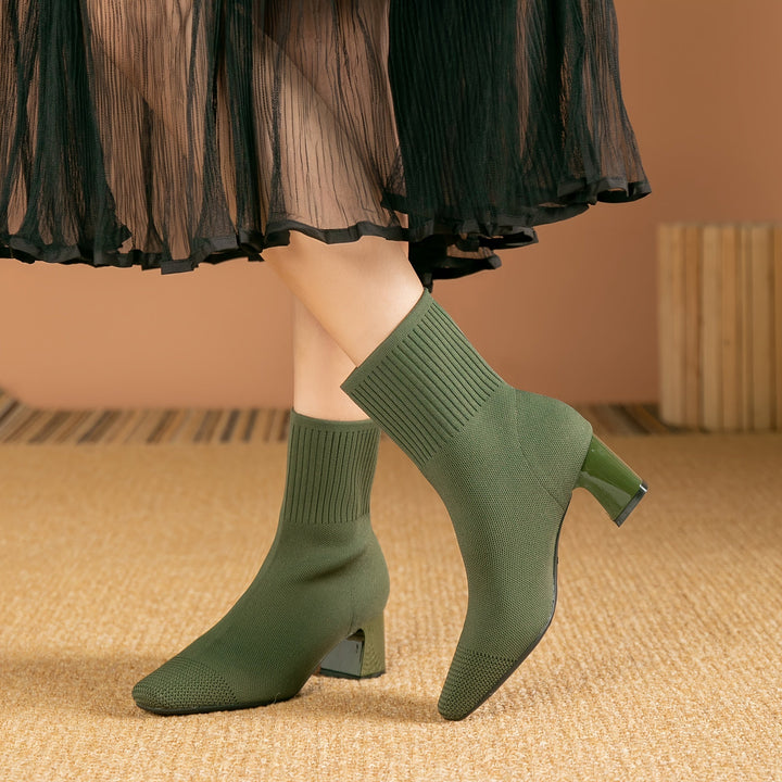 Paulette™ – Bottines tricot confortables à talon stable et souple