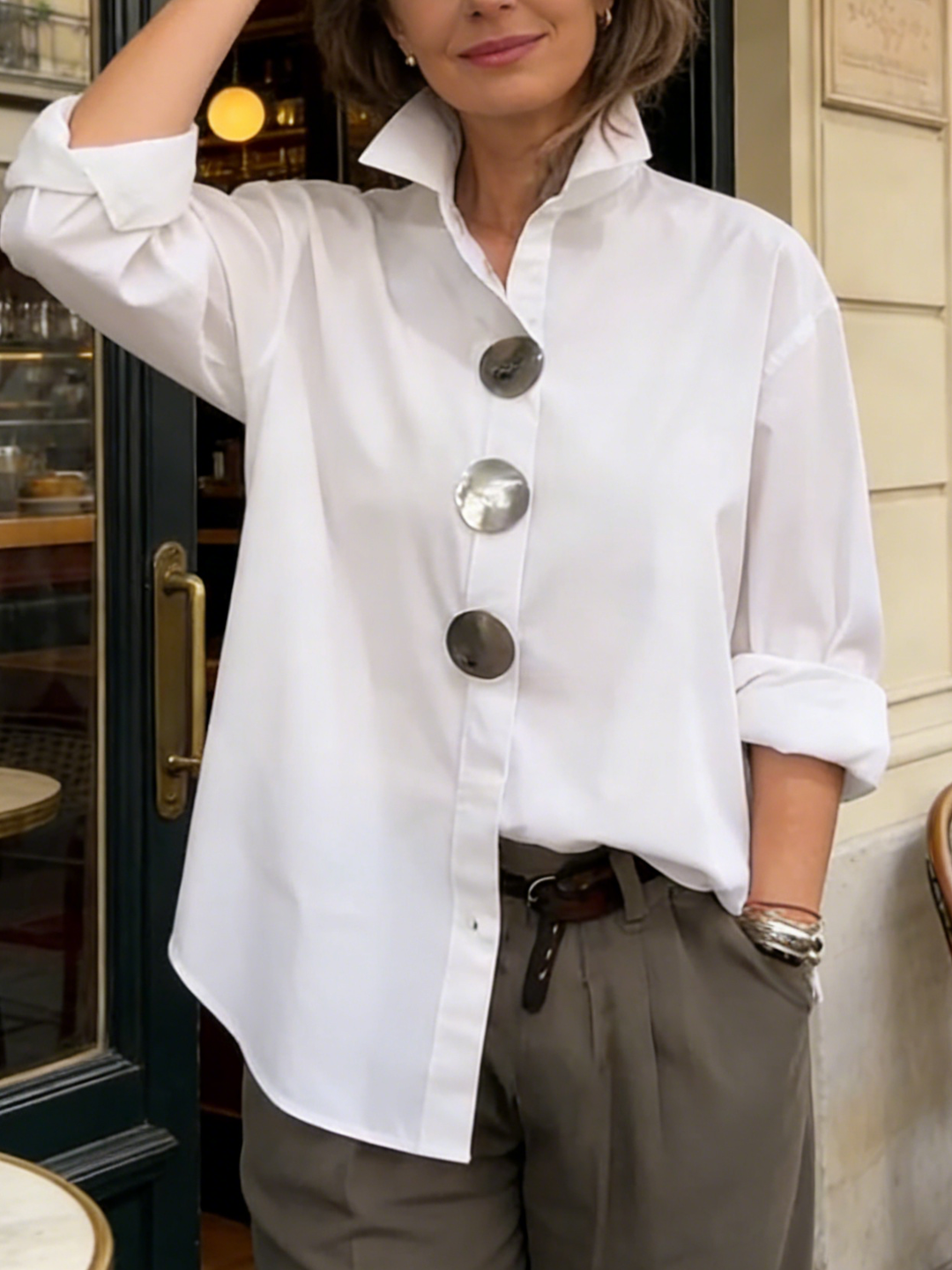 BLOUSE CLASSIQUE À BOUTONS POUR FEMME
