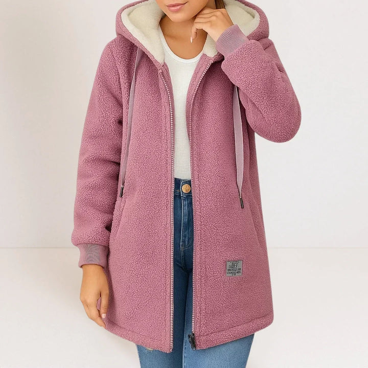 VESTE FLEECE LONGUE À CAPUCHE POUR FEMMES