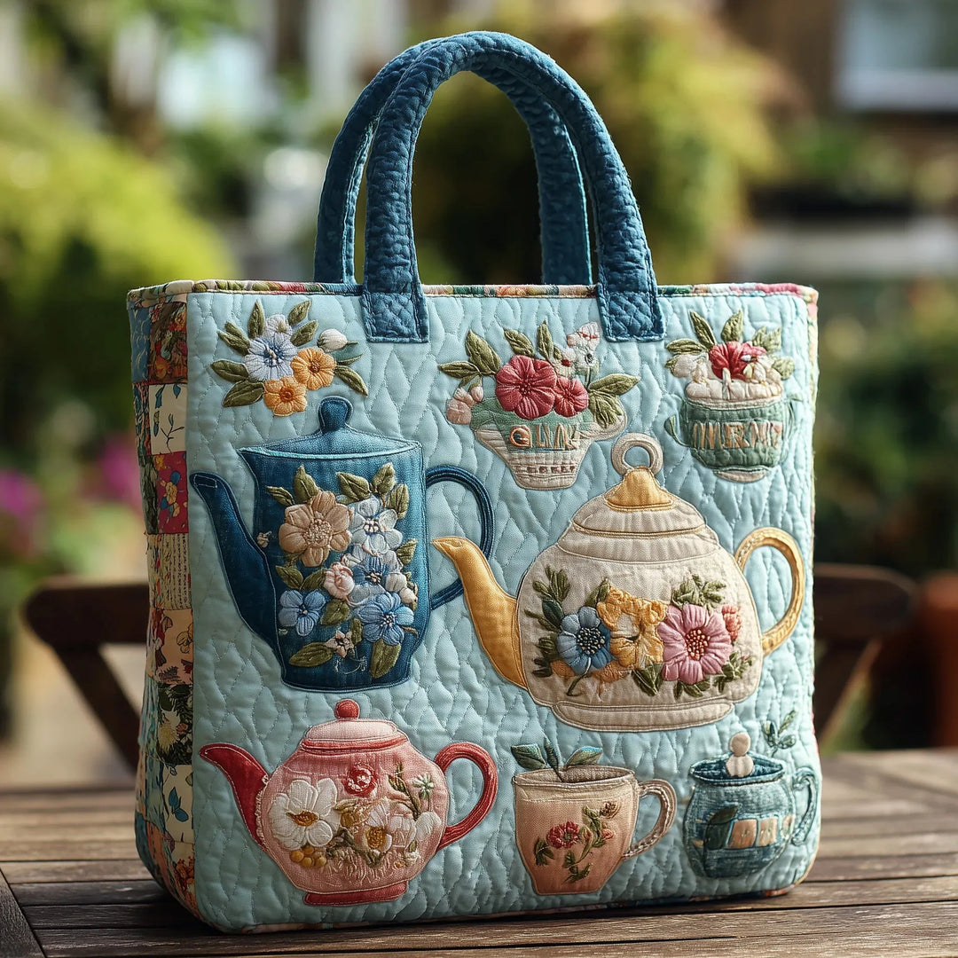 Sac Cabas Matelassé à Motif Floral
