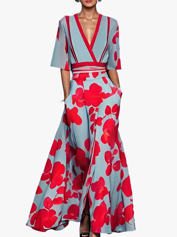 ROBE FLORALE COL V POUR FEMMES