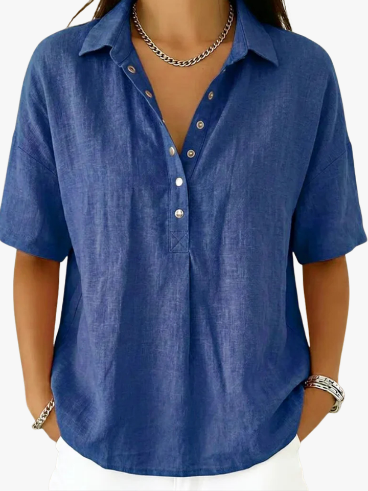 BLOUSE BOUTONNÉE COL V POUR FEMME