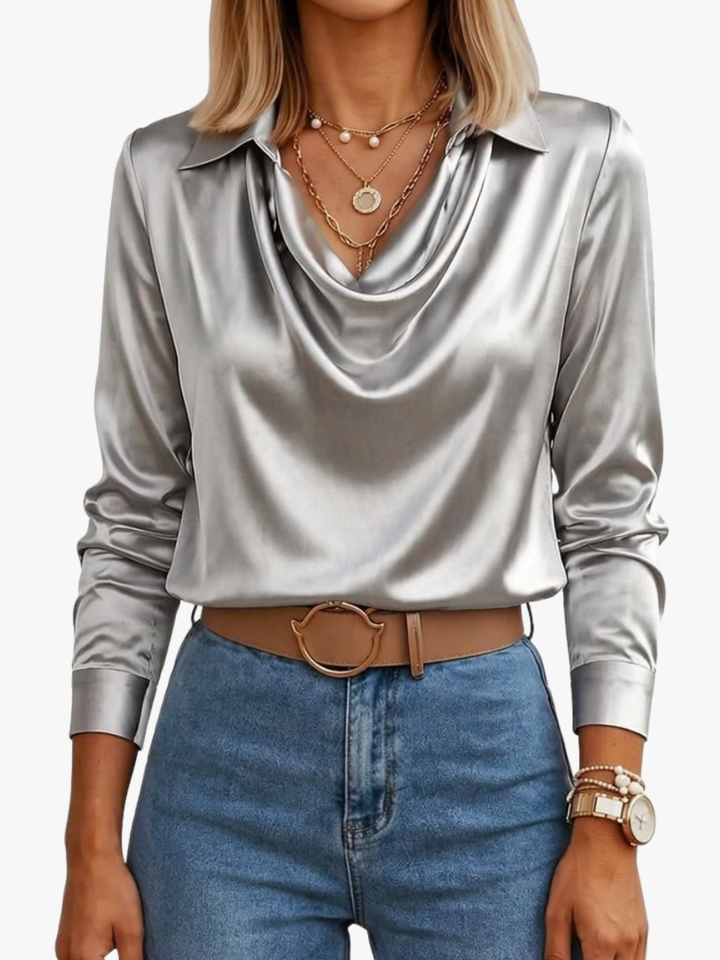 BLOUSE EN SATIN DRAPÉE POUR FEMMES