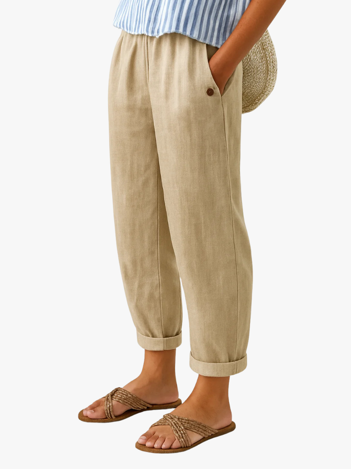 PANTALON FUSELÉ EN LIN MÉLANGÉ POUR FEMMES