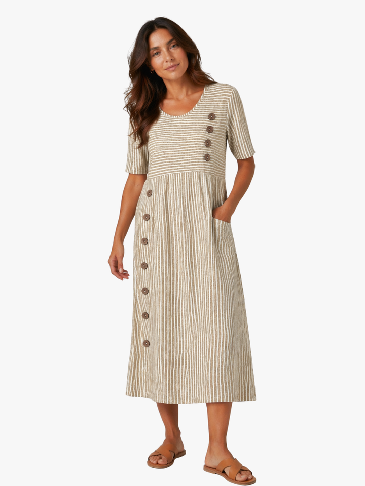ROBE MIDI RAYÉE POUR FEMMES