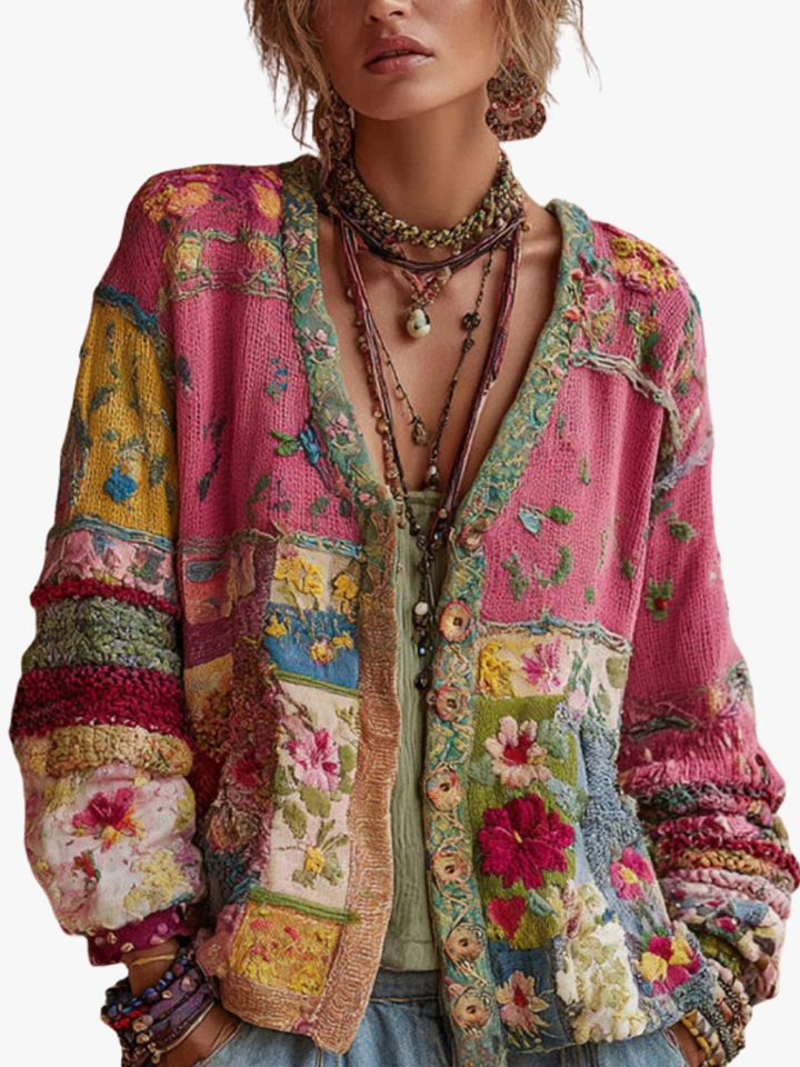 ÉLODIE MOREAU GILET EN PATCHWORK FLORAL POUR FEMMES
