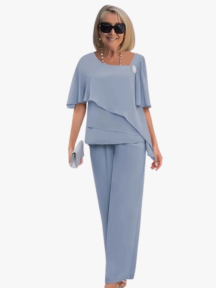ENSEMBLE PANTALON EN CHIFFON ÉLÉGANT POUR FEMMES