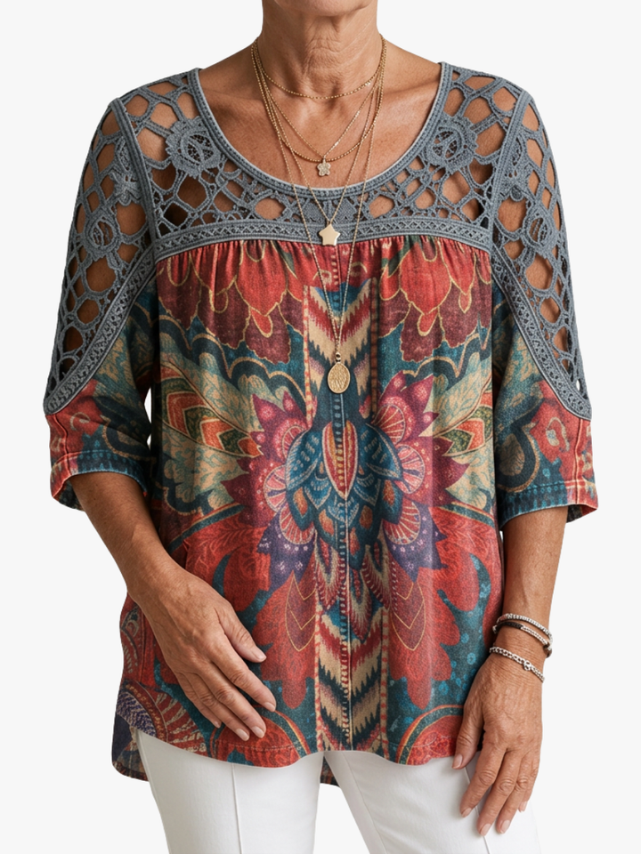 BLOUSE À IMPRIMÉ ETHNIQUE POUR FEMMES
