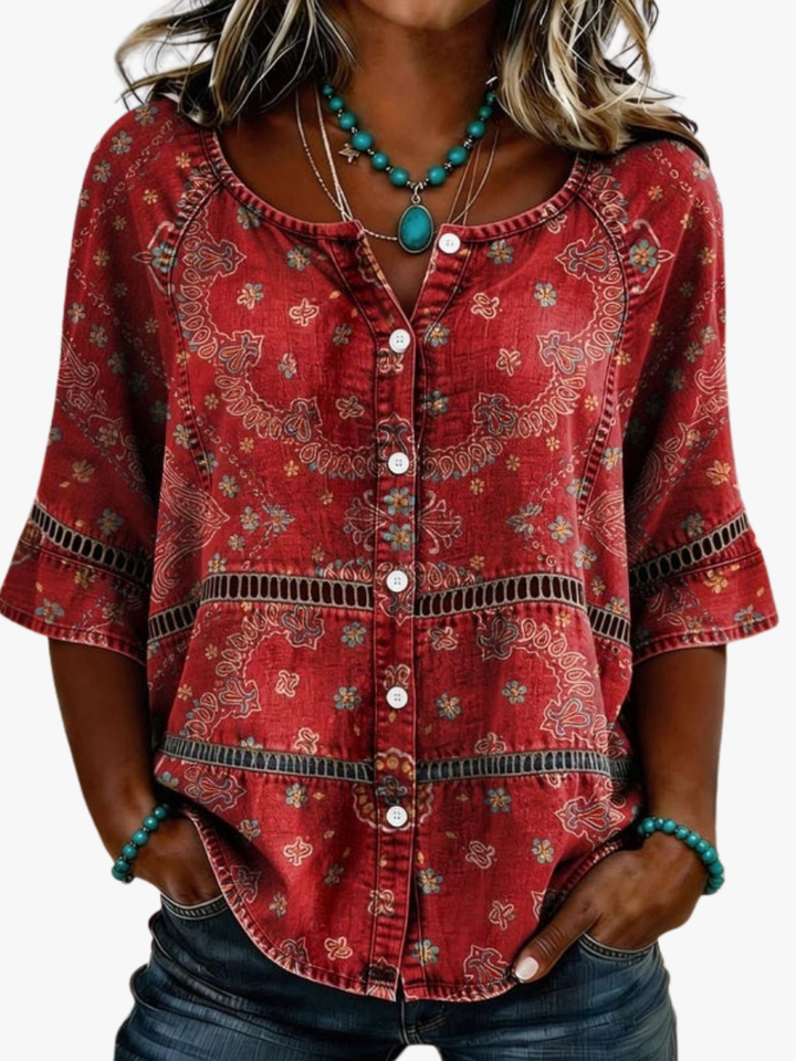BLOUSE CLASSIQUE IMPRIMÉ ETHNIQUE FEMME