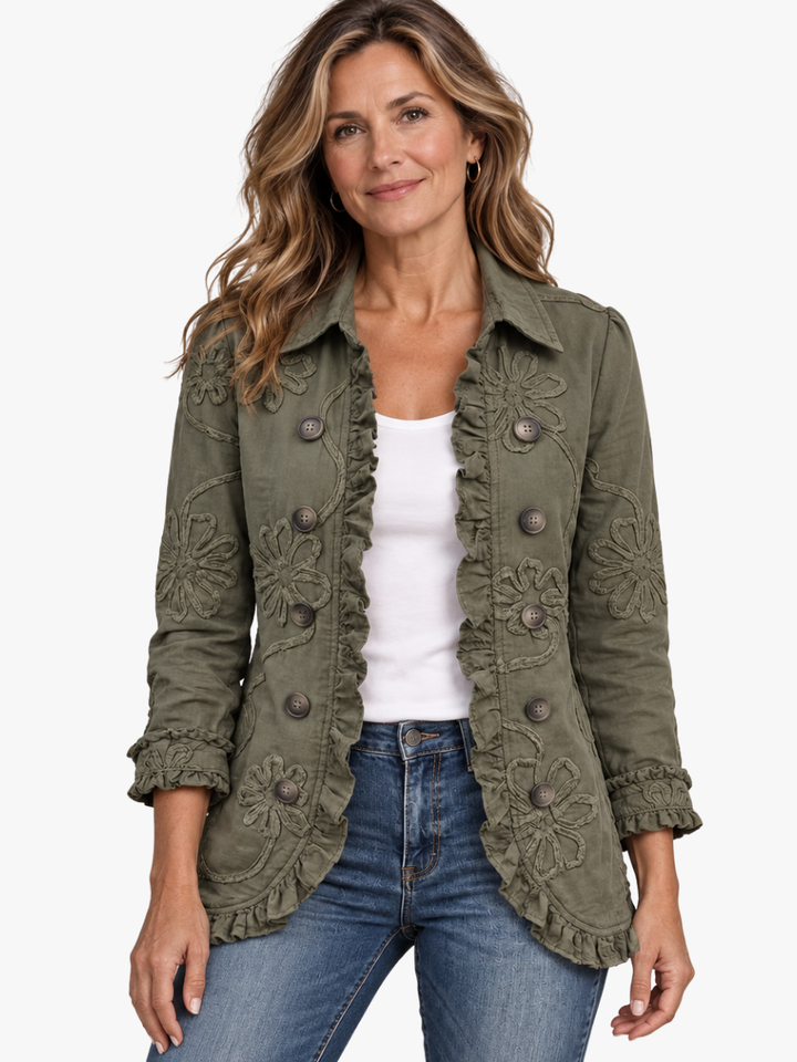 VESTE BRODÉE À VOLANTS POUR FEMMES