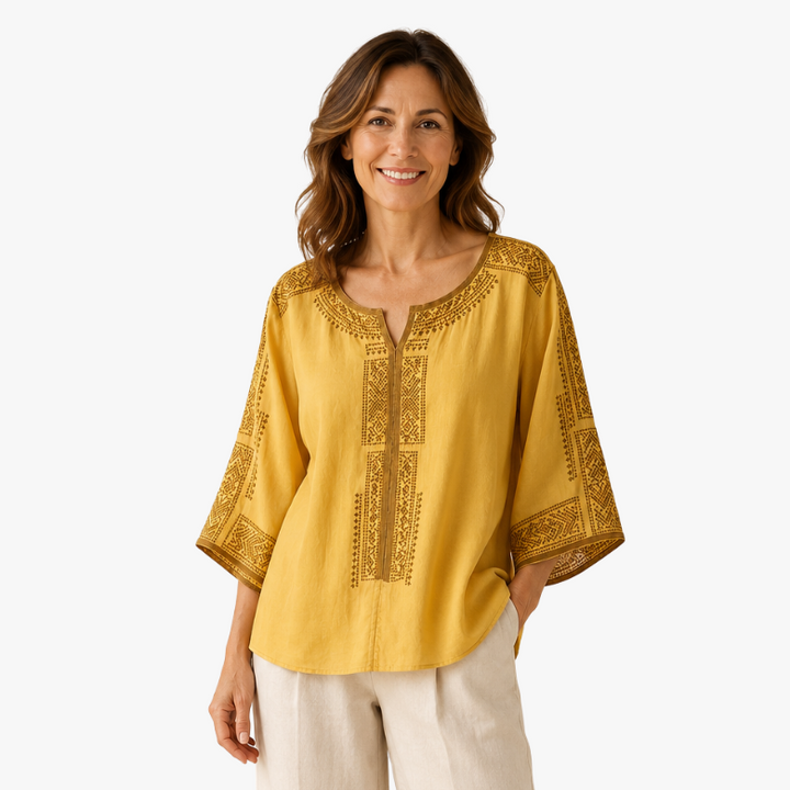 Inès | Blouse Lin Brodée