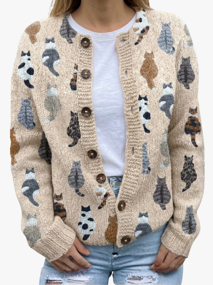ÉLODIE MOREAU CARDIGAN MOTIF CHAT POUR FEMME