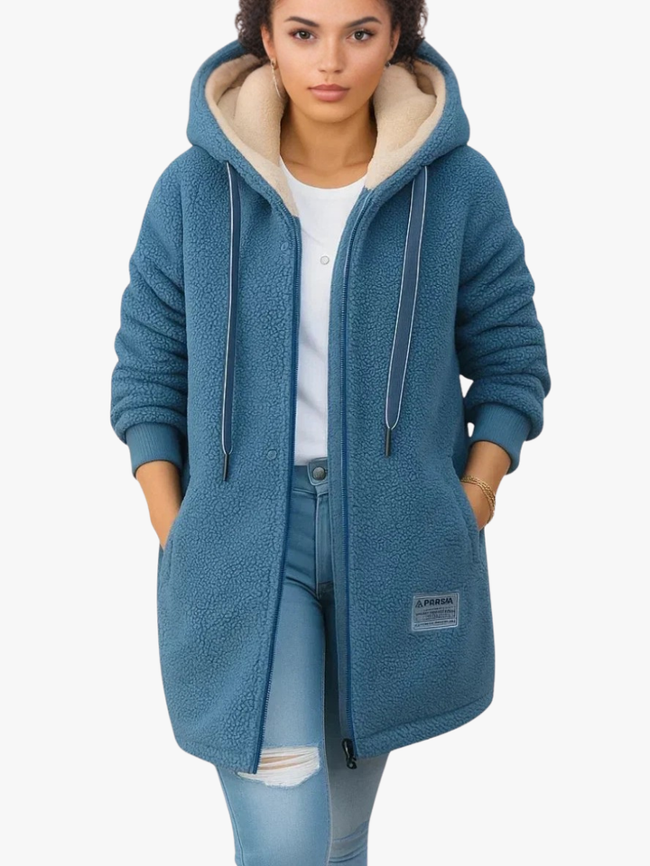 VESTE FLEECE LONGUE À CAPUCHE POUR FEMMES