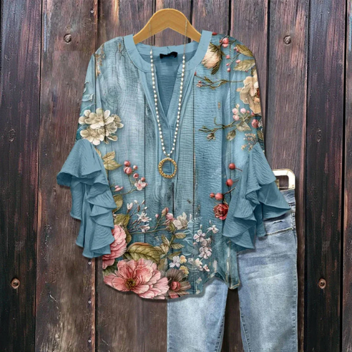 BLOUSE IMPRIMÉE FLEURS POUR FEMMES