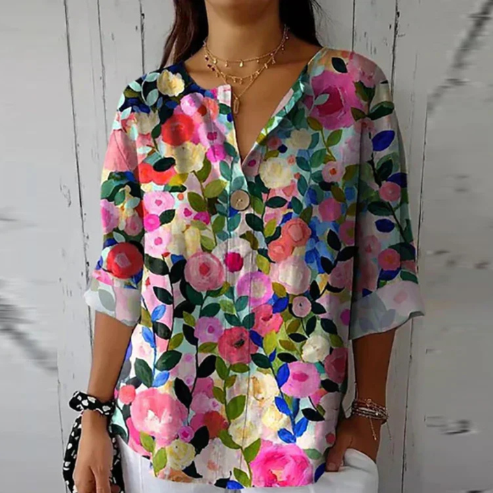 BLOUSE FLEURIE POUR FEMME