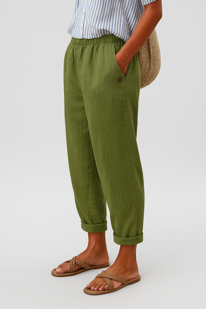PANTALON FUSELÉ EN LIN MÉLANGÉ POUR FEMMES