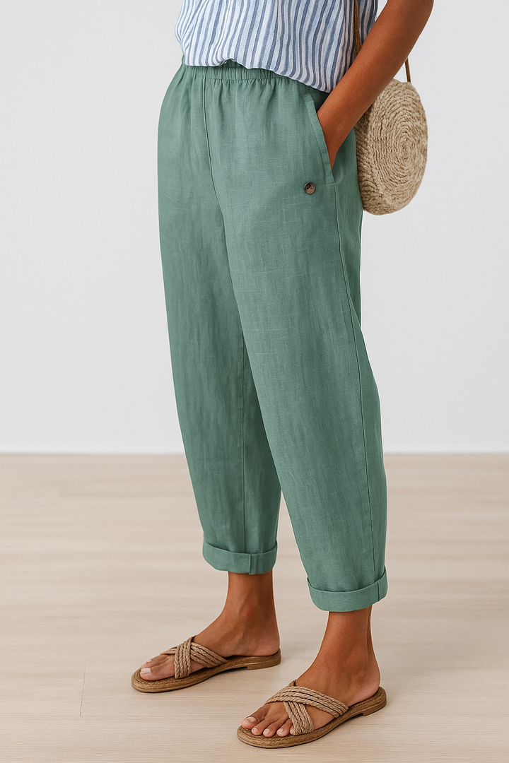 PANTALON FUSELÉ EN LIN MÉLANGÉ POUR FEMMES