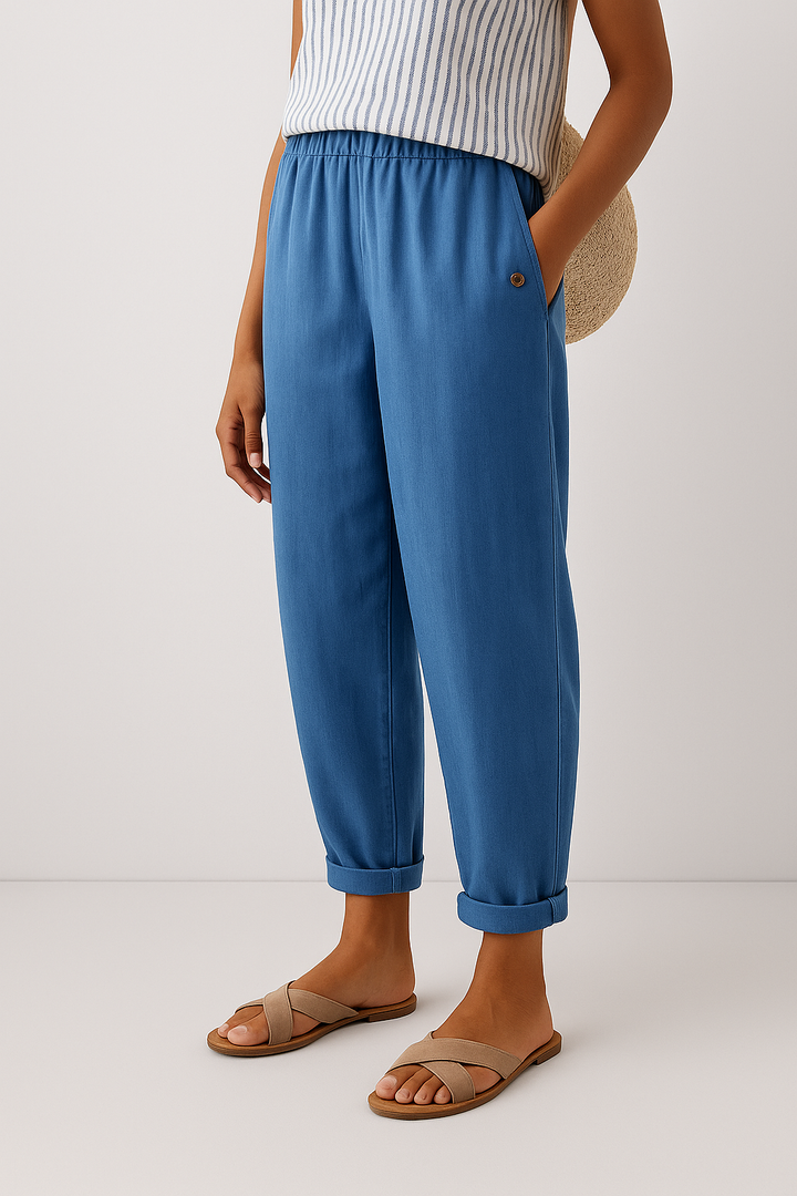 PANTALON FUSELÉ EN LIN MÉLANGÉ POUR FEMMES