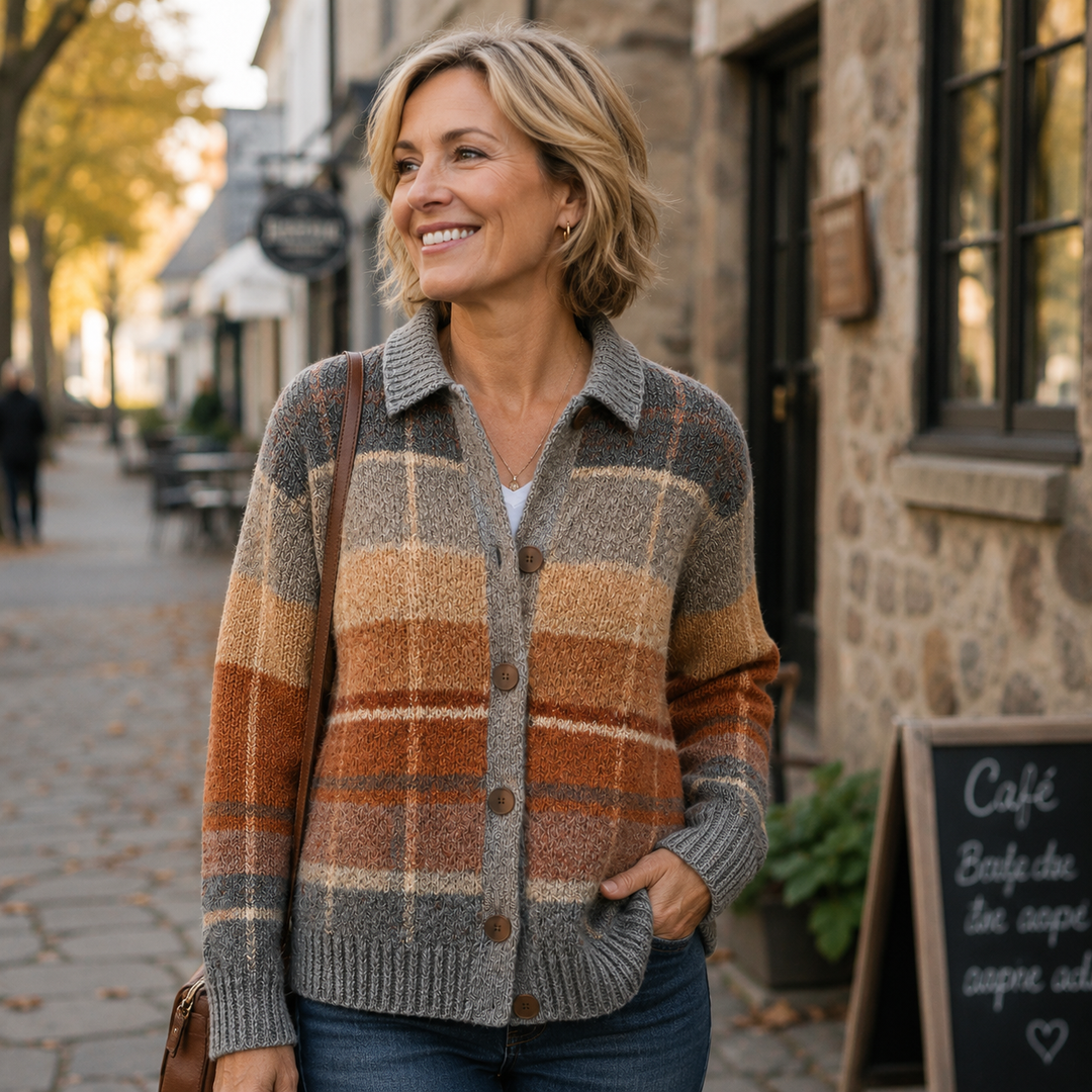 Valentine | Gilet à Carreaux Chic
