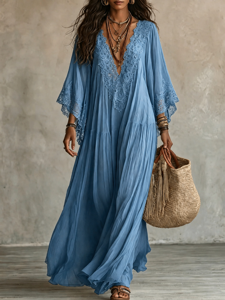 ÉLÉGANTE ROBE MAXI EN DENTELLE POUR FEMMES
