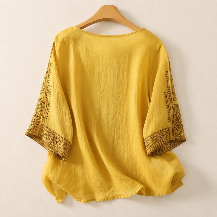 Inès | Blouse Lin Brodée
