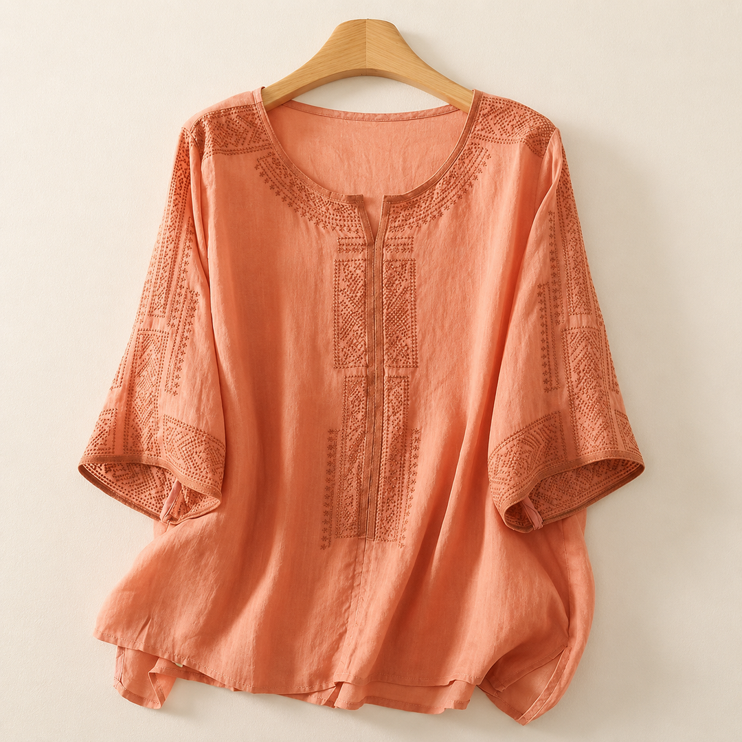 Inès | Blouse Lin Brodée