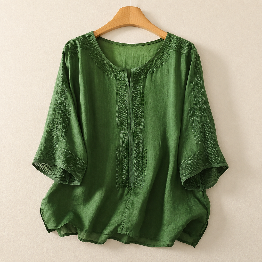 Inès | Blouse Lin Brodée