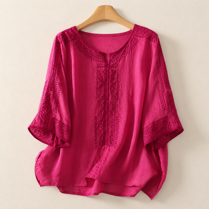 Inès | Blouse Lin Brodée