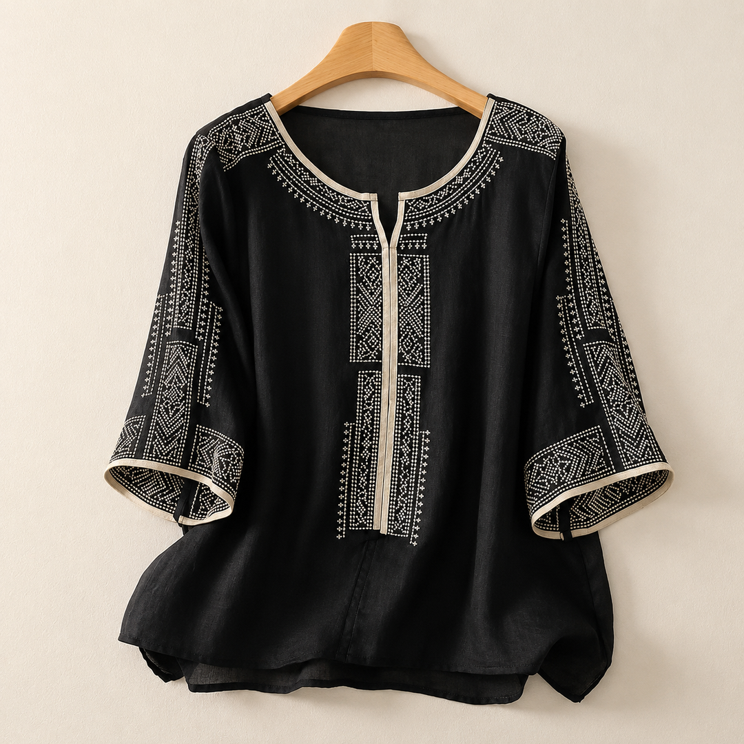 Inès | Blouse Lin Brodée
