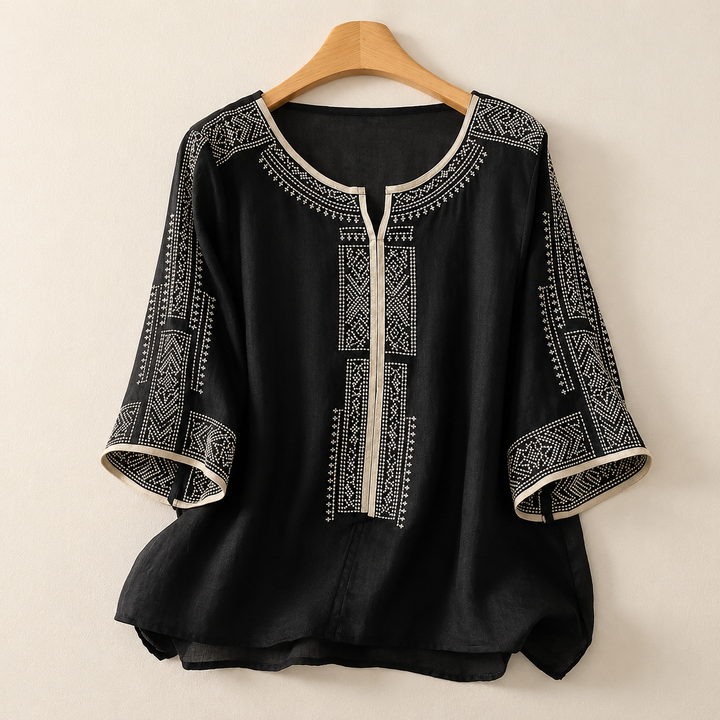 Inès | Blouse Lin Brodée