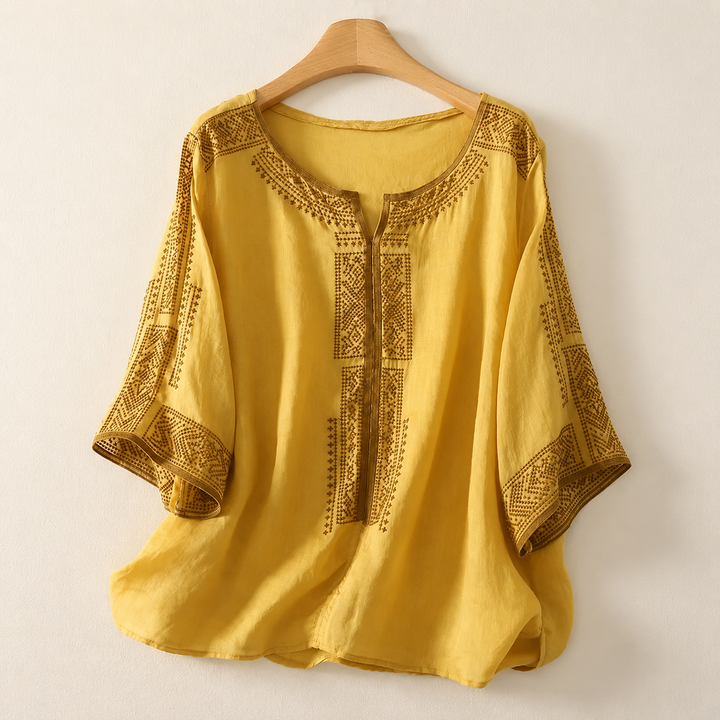 Inès | Blouse Lin Brodée