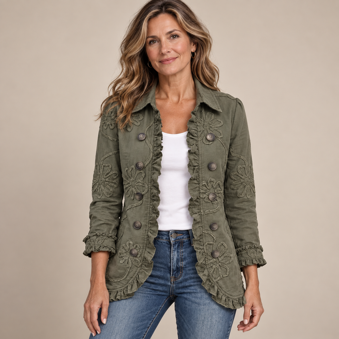 VESTE BRODÉE À VOLANTS POUR FEMMES