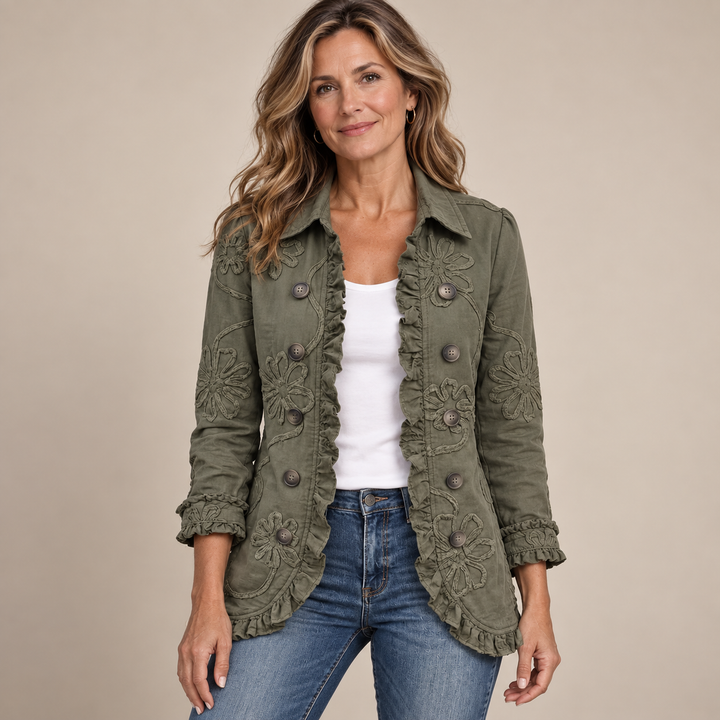 VESTE BRODÉE À VOLANTS POUR FEMMES