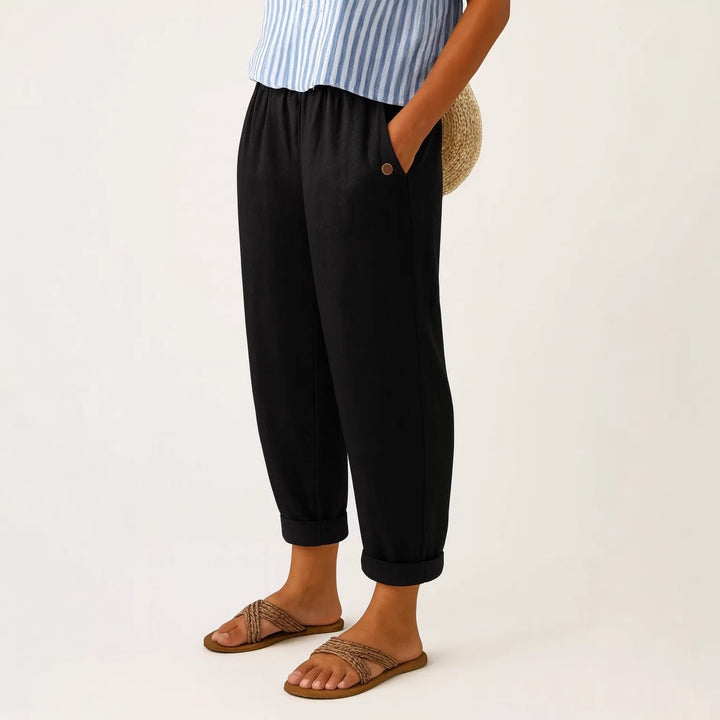 PANTALON FUSELÉ EN LIN MÉLANGÉ POUR FEMMES